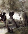 Sauces de San Nicolás les Arras a orillas de la Scarpe Jean Baptiste Camille Corot
